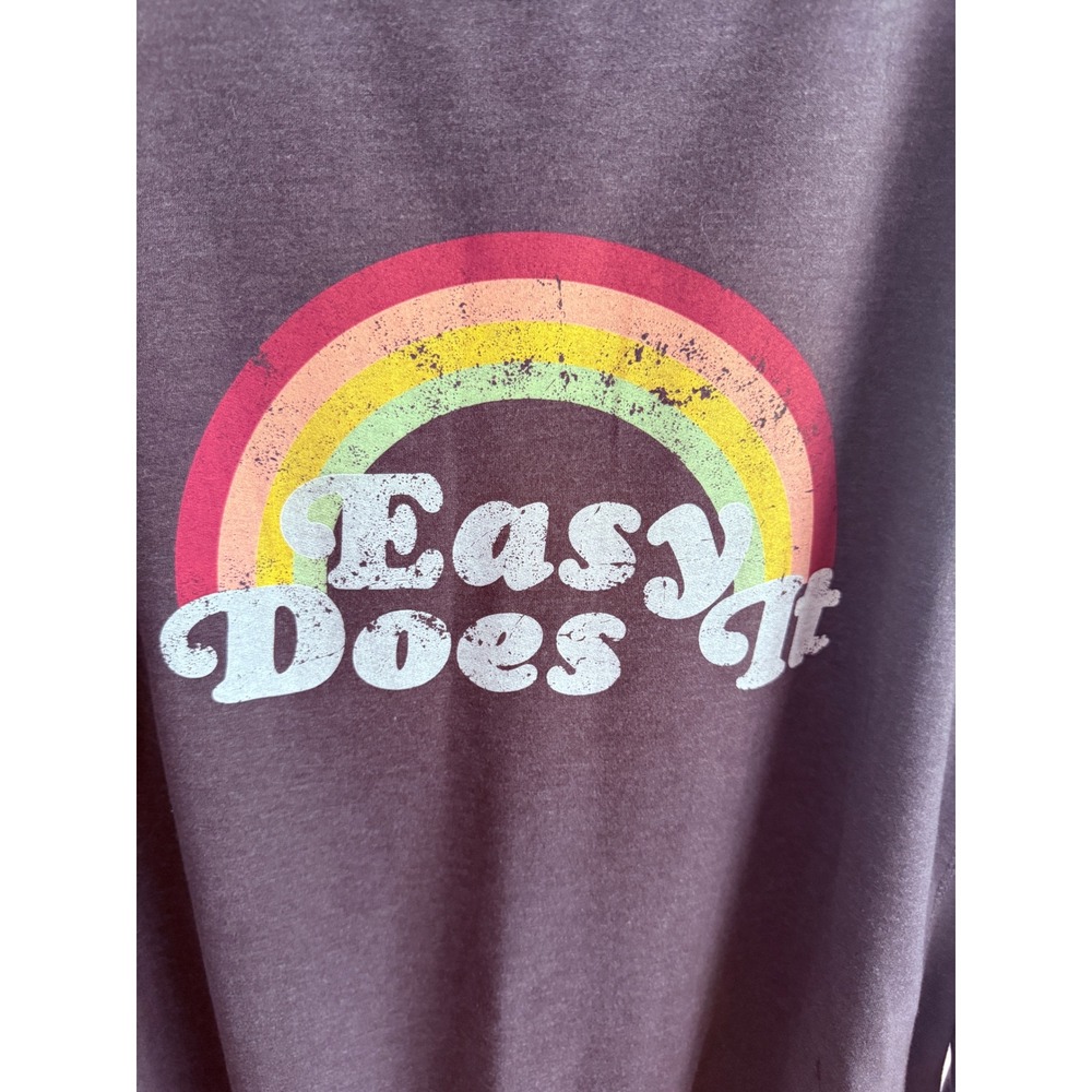 Wildfox Easy Does It Sweatshirt Womens XXL Purple Cotton Rainbow Graphic - Picture 2 of 6